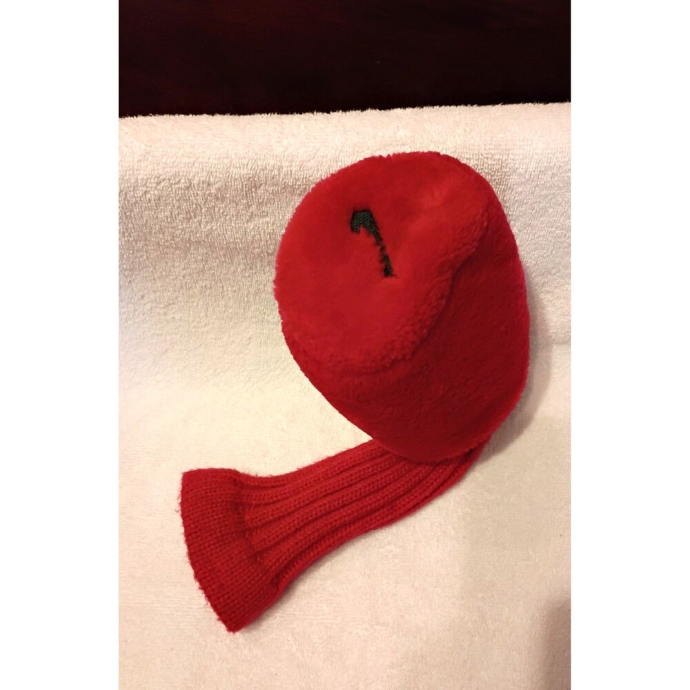 Nike Golf Club Red Headcover Driver Wood Plush Knit Swoosh Logo